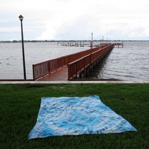 EASY SHEET - Aqua Blue Tie Dye - In Grass on Intercoastal Water