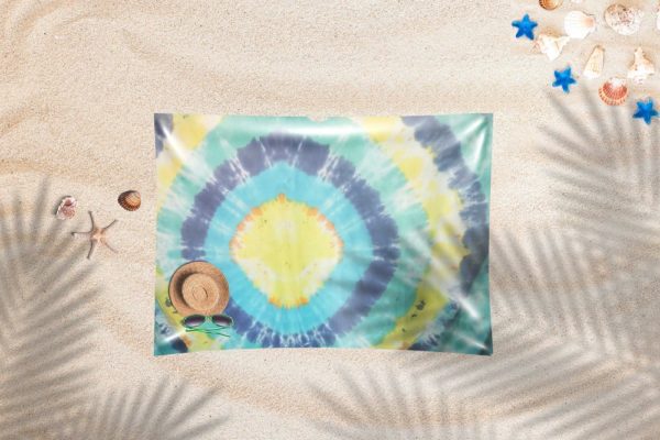 EASY SHEET – Aqua Blue and Yellow with circles of tie dye