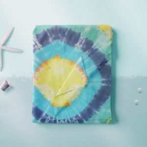 EASY SHEET – Aqua Blue and Yellow with circles of tie dye - Image 3