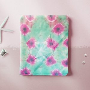 EASY SHEET – Aqua Teal with Magenta & Blue Flowered Circles of Tie Dye - Image 3