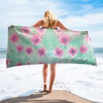EASY SHEET – Aqua Teal with Magenta & Blue Flowered Circles of Tie Dye - Girl in Wind